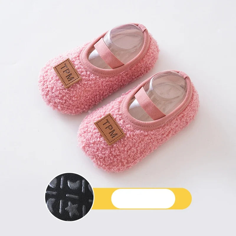 Autumn Winter Baby Slippers Toddler Plush Floor Sock Shoes Boy Girl Children Soft Anti-slip Walking Shoes Indoor Home Kids Shoes