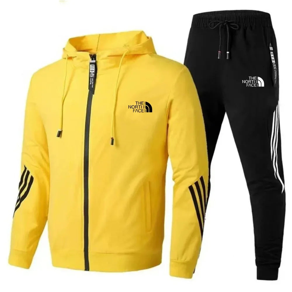 2024Men's Suit Two-Piece Tracksuit Casual Sports Jacket+Trousers Harajuku Sports Suit Spring And Autumn Hoodie Sportswear