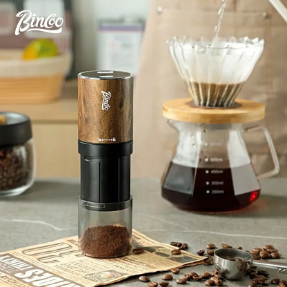 New Upgrade Portable Electric Coffee Grinder 420 Stainless Steel Grinding Core Wood Grain Coffee Bean Grinder Machine USB Charge