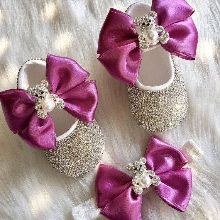 Dollbling Baby Girl Leopard Design  Luxury Crown Jewelry Diamond Bling Ballerina Shoes First Communion Outfit Nursery Decoration