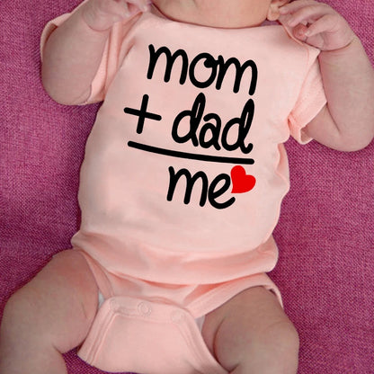 Dad Plus Mom Equals Me Funny Letter Baby Onesies Baby Boys Girls Romper Infant Clothing Newborn Costume Baby Clothes