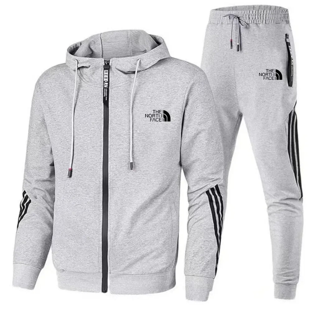 2024Men's Suit Two-Piece Tracksuit Casual Sports Jacket+Trousers Harajuku Sports Suit Spring And Autumn Hoodie Sportswear