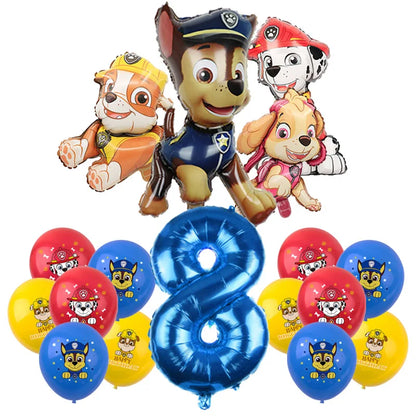 PAW Patrol Birthday Party Decoration Toy Hat Kids Gift Aluminum Foil Balloon Dog Chase Marshall Skye Rubble Disposable Tableware