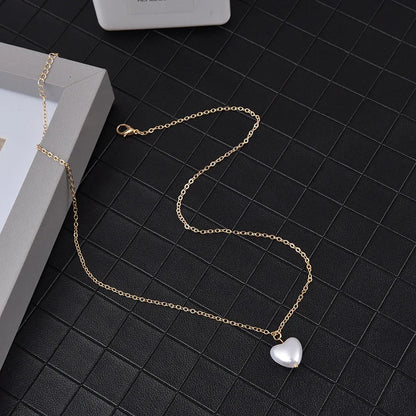 New Fashion Kpop Pearl Choker Necklace Double Layer Chain Pendant