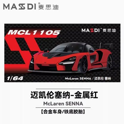 MASSDI Diecast Alloy 1/64 765LT MCL1001/1007/1009 Senna MCL1105/1106/1107 Car Model Static Collection Decorated Holiday Gifts