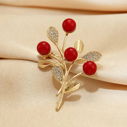 1PCS New Tulip Flower Golden Brooch Elegant Design Sense Rose White Stone Jewelry