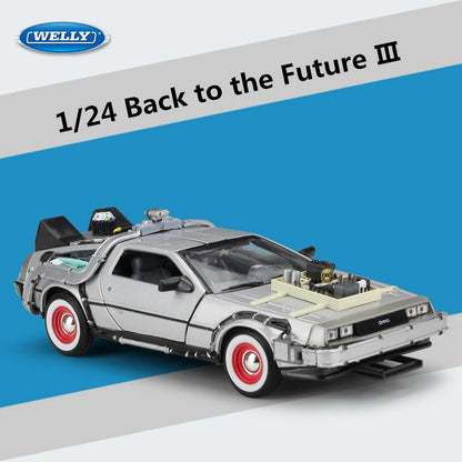 Welly 1:24 DMC-12 DeLorean Time Machine Back to the Future Car Model Diecast Metal Toy Car Model Simulation Collection Kids Gift