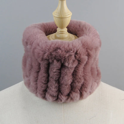 Good Elastic Rex Rabbit Fur Ring Scarves Winter Warm Women Genuine Rex Rabbit Fur Scarf Knitted Real Natural Fur Wraps Headbands