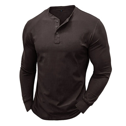 Long Sleeve Men'S T-Shirt Lightweight Button Basic T Shirt Soild Casual Pullover Male Outdoor Tops Spring Fall Sportwears