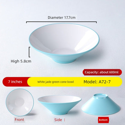Melamine Rain-Hat Shaped Bowl Commercial Ramen Bowl River Snail Rice Noodle Bowl Noodle Restaurant Dedicated Noodles with Soy Sauce Wonton Pig's Knuckle Rice Spicy Hot Large Bowl