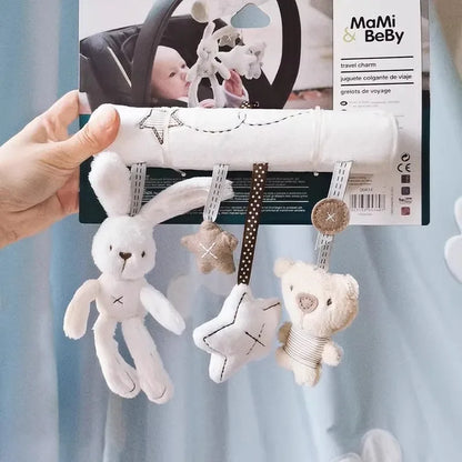 Animal Rabbit Hanging Plush Twisted Pram Toy Rattle Spiral Baby Spiral Bed Toys for Stroller Baby Rattles Mobiles Soft Pram