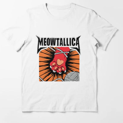 Funny Cat Meowtallica Cat Rock Music Graphic Print T Shirt Rock Music Fashion Crew Neck Short Sleeve Plus Size T Shirt Women