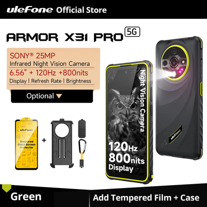 【World Premiere】Ulefone Armor X31 Pro 5G Rugged Phone Android 14 Smartphone 6.56”16GB + 256GB Night Camera 64MP 6050mAh NFC