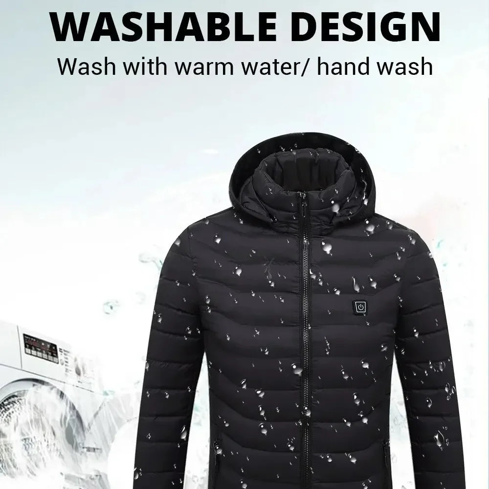 9/23 Areas Heated Jacket Men Warm Vest USB Self Heating parka Women Heated Coat Ski Camping Hiking Winter Cotton Clothes Washed