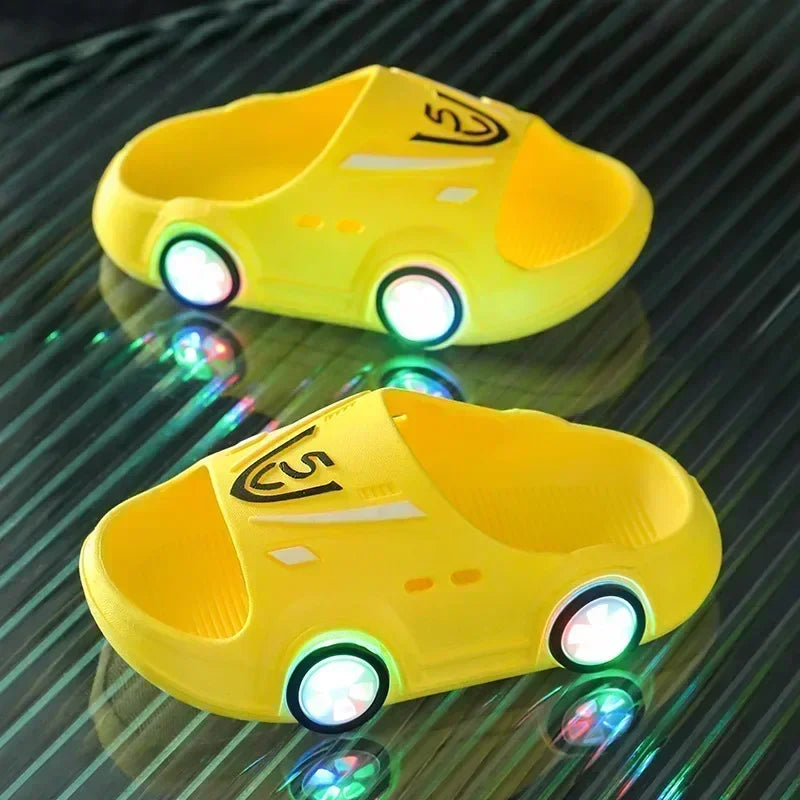 Childrens's Luminous Slippers Car Shape Boys Girls Fashion Cute Shoes Bathroom Children Toddler Slippers