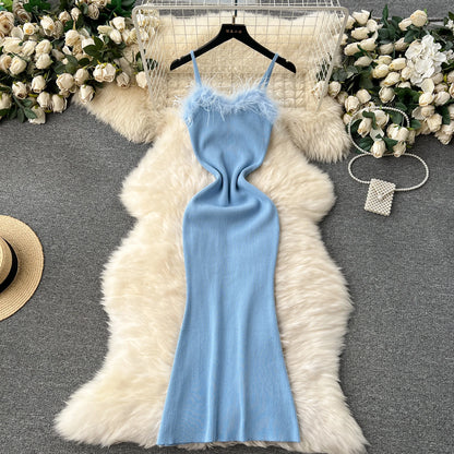 Chic Fashion Sexy Package Hips Knitted Summer Dress