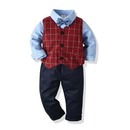 Boys Suits Clothes For Wedding Formal Party clothes Striped Baby Vest Shirt Pants Kids Boy Outerwear Clothing Set