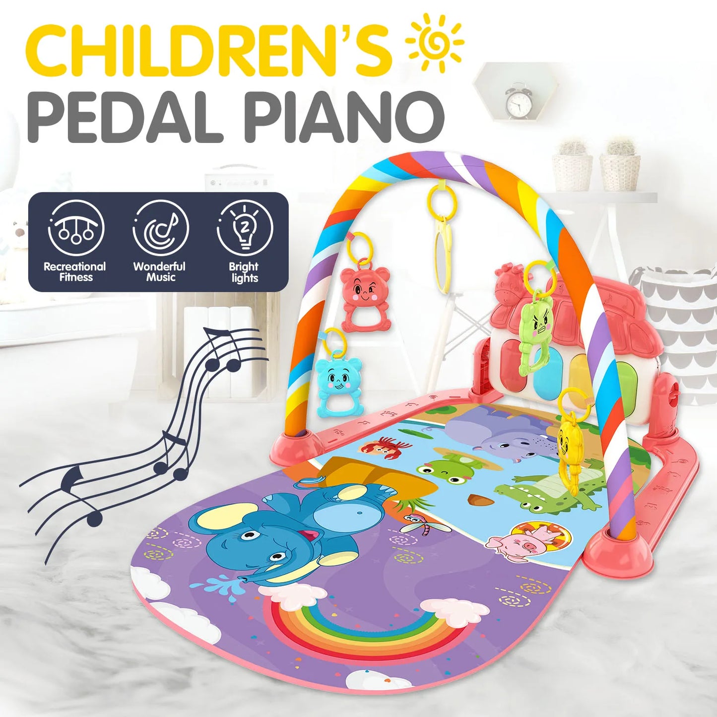 0-1 year old newborn baby music pedal piano baby fitness stand toy