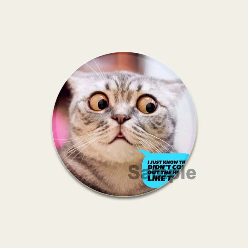 32/44/58mm Funny Cute Cat Badge Round Creative Brooches Fashion DIY Backpack Jewelry Accessory Gifts HD Print Handmade Pins