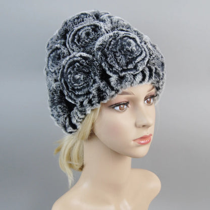 2025 Hot Sale Women Winter Fur Hat Scarf Sets Natural Warm Real Rex Rabbit Fur Cap Scarves Lady Knitted Genuine Fur Hats Muffler