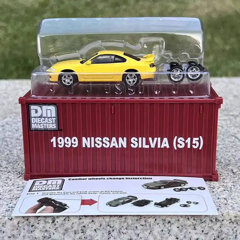 New DM 1:64 container car DieCast Master1999 Nissan Silvia S14 S15 alloy car model in stock Child Collection toy gift