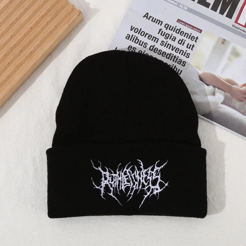 Unisex Stripe Embroidery Beanies Autumn Winter Warm Hat Hip Cap Beanie Hat Caps for Women Men