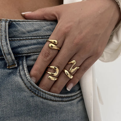 DIEZI One Set Irregular Geometric Rings For Women Men Girls Punk Fashion Beach style Gold Silver Color Knuckle Joint Ring