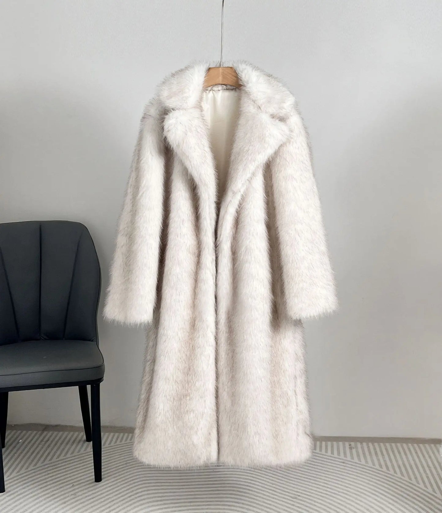 UCXQ Fashion Faux Fur Coat European Style Lapel All Match Covered Button Loose Casual Long Women's Coats 2025 New Winter 23C2945