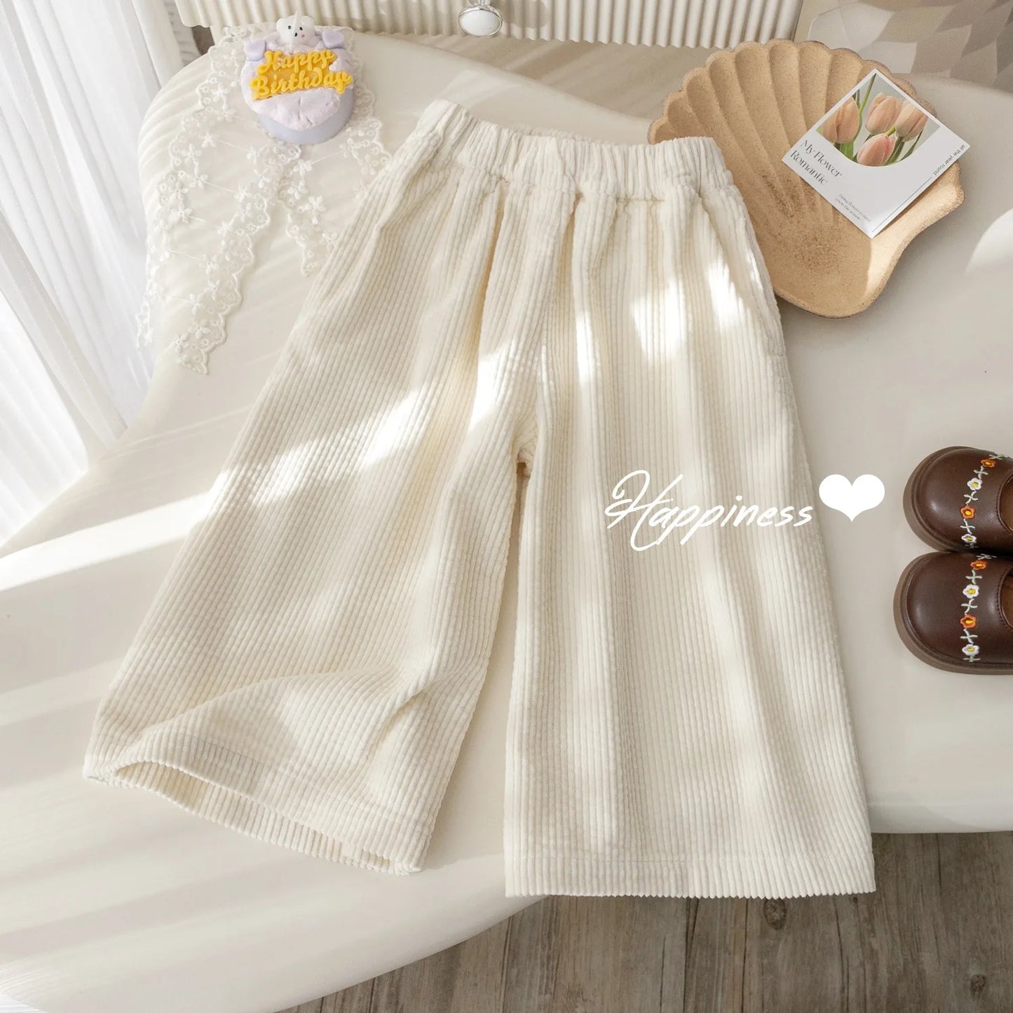 Girls Suit Korean Solid Color Sweater Knitted Spring and Autumn New Simple Straight Leg Slacks Set Baby Girl Clothes