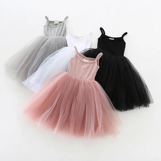 Girls Summer Sleeveless Dress 3 4 7 8 Years Kids Casual Tutu Dresses Outfits Children Lace Mesh Birthday Party Dress for Girls