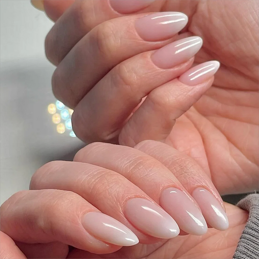 24Pc Short Size French Oval White Gradient Minimalist style Women Full Coverage Wearable Fake Nails Set