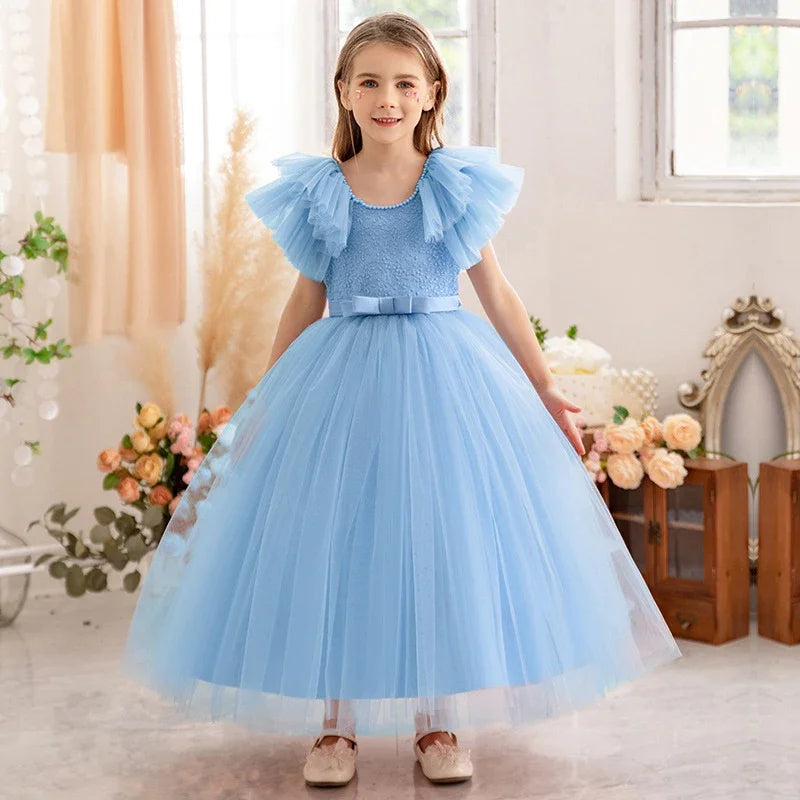 Princess Lace Dress for Kids Flower Lace Dresses 3-8Yrs Girl Banquet