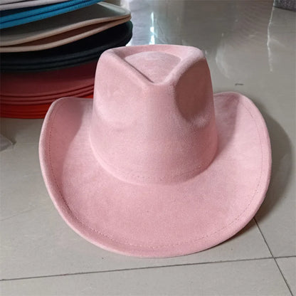 Western suede leather 7.5CM Western denim women's Fedora hat men's church jazz hat fashion travel party hat denim hat 2024
