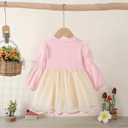 Fashion Kids Clothes Long Sleeve Princess Dress For Baby Girl One Years Old Birthday Party Dress