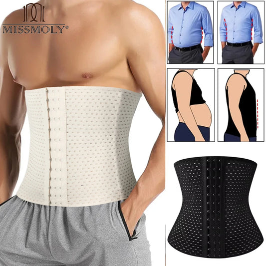 Waist Trainer Shapers Corset For Men Abdomen Reducer Slimming Belt Shapewear High Compression Modeling Strap Workout Girdle Faja