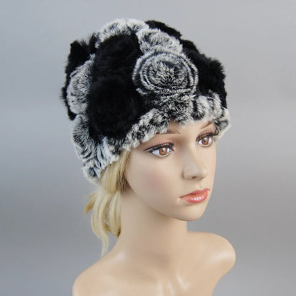 2025 Hot Sale Women Winter Fur Hat Scarf Sets Natural Warm Real Rex Rabbit Fur Cap Scarves Lady Knitted Genuine Fur Hats Muffler