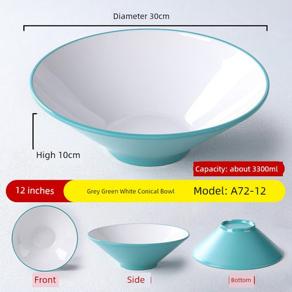Melamine Rain-Hat Shaped Bowl Commercial Ramen Bowl River Snail Rice Noodle Bowl Noodle Restaurant Dedicated Noodles with Soy Sauce Wonton Pig's Knuckle Rice Spicy Hot Large Bowl