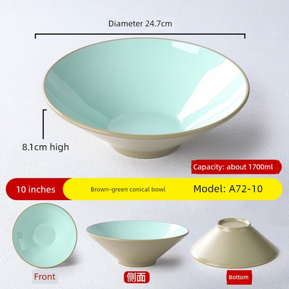 Melamine Rain-Hat Shaped Bowl Commercial Ramen Bowl River Snail Rice Noodle Bowl Noodle Restaurant Dedicated Noodles with Soy Sauce Wonton Pig's Knuckle Rice Spicy Hot Large Bowl