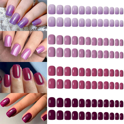 96pcs/box Pink Purple Fake Nails Acrylic Full Cover Nail Tips Ballet Wear Nail Press on Nails Mix Color DIY Manicure Tools