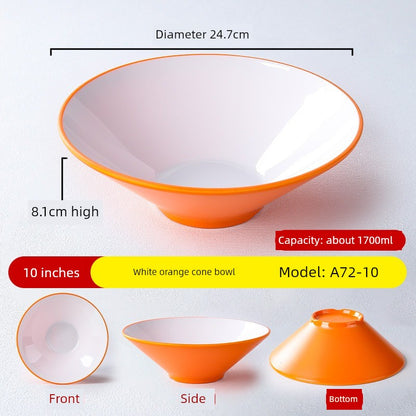 Melamine Rain-Hat Shaped Bowl Commercial Ramen Bowl River Snail Rice Noodle Bowl Noodle Restaurant Dedicated Noodles with Soy Sauce Wonton Pig's Knuckle Rice Spicy Hot Large Bowl
