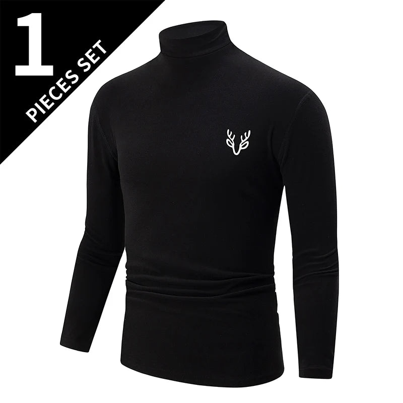1/2 Pack Men's Fall/Winter Turtleneck Backcoat Solid Color Simple Warm Long Sleeve Shirt Teenagers' School Uniforms with Sanded
