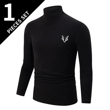 1/2 Pack Men's Fall/Winter Turtleneck Backcoat Solid Color Simple Warm Long Sleeve Shirt Teenagers' School Uniforms with Sanded