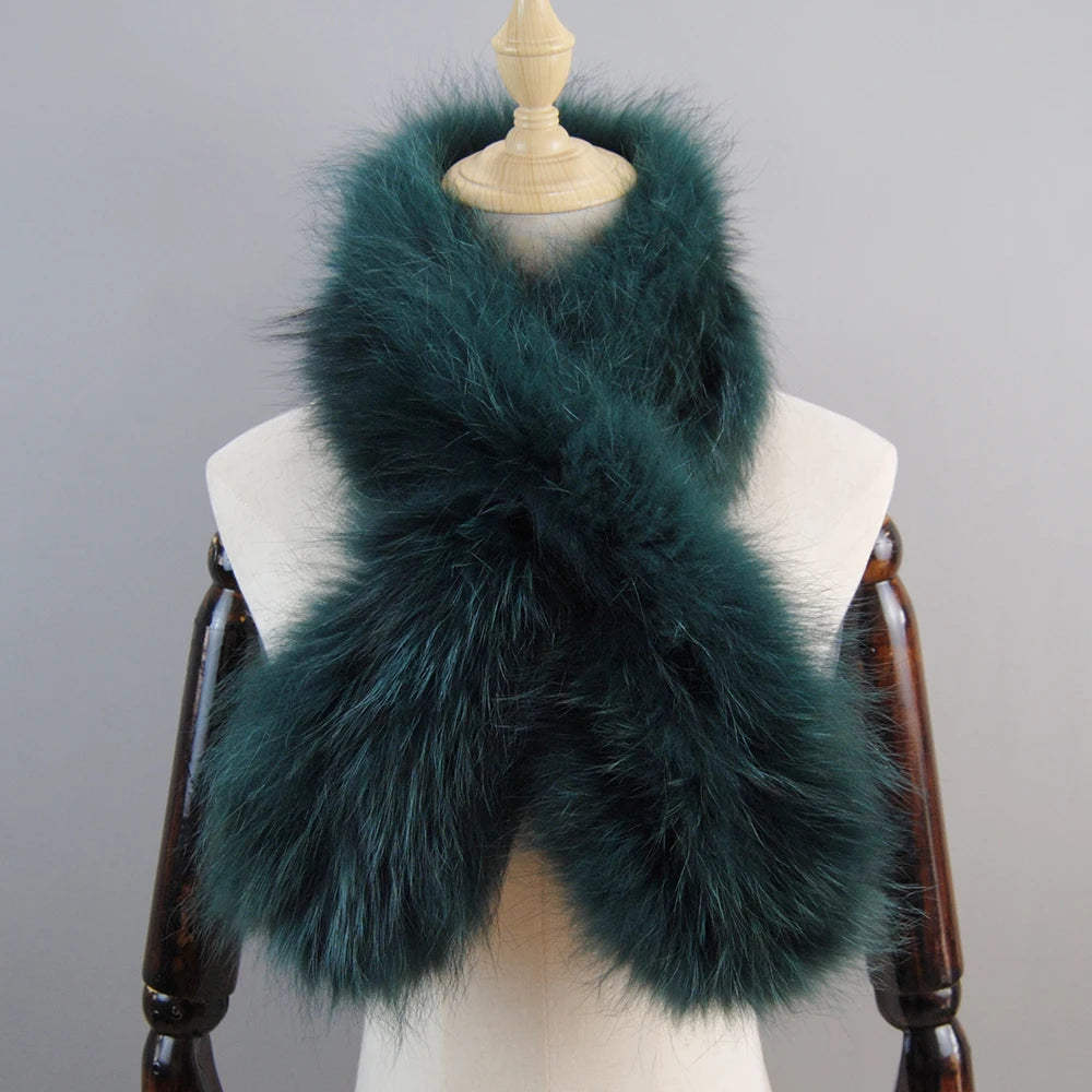 2025 New Knit Real Fox Fur Lady Fashion Neckerchief Scarves Women Real Fur Bandana Women Winter Warm Natural Fox Fur Scarf Ring