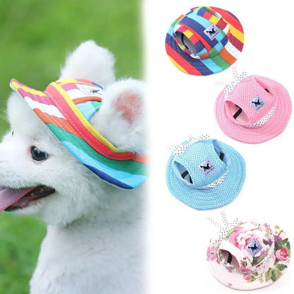 Dog Cap With Ear Holes for Small Dogs Canvas Cap Dog Baseball Beach Visor Hat Puppy Outdoor Cap