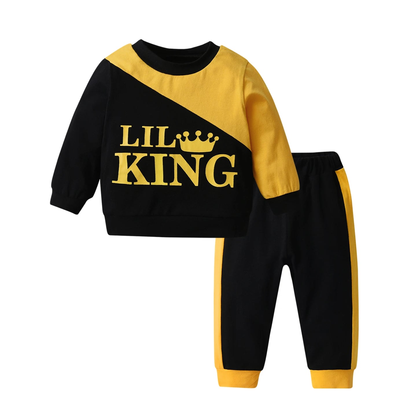 Toddler Baby Boys Casual Clothing Set for 0 to 2 Years Spring Autumn Letters Printed Long Sleeve Round Neck Top + Pants Outfit