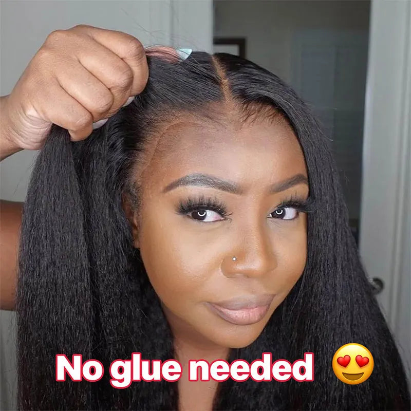 Kinky Straight 13x4 Lace Front Glueless Wig Wear and Go Glueless Yaki Human Hair Wigs Pre Plucked Brazilian Cheap Closure Wigs