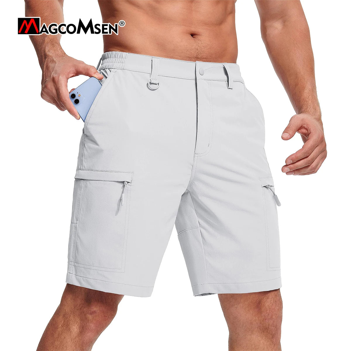 MAGCOMSEN Men's Hiking Shorts 5 Pockets Waterproof Ripstop Quick Dry Outdoor Cargo Fishing Safari Shorts