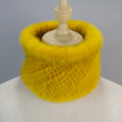 2025 New Women Winter Real Mink Fur Scarves headbands Good Elastic Knitted Natural Mink Fur Scarf Thick Warm Lady Fur Ring Shawl