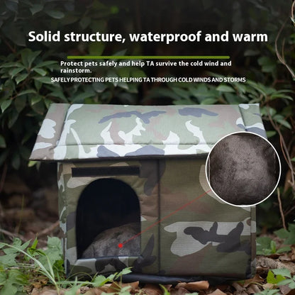 All Seasons Outdoor Rainproof Stray Cat Nest, Winter-Warm Closed House, Cold-Proof Cat House