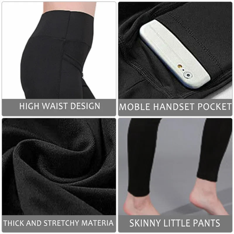 High Waist Elastic Yoga Leggings for Women, Belly Control, Ruched Booty Pants with Pocket, Seamless Compression Tights